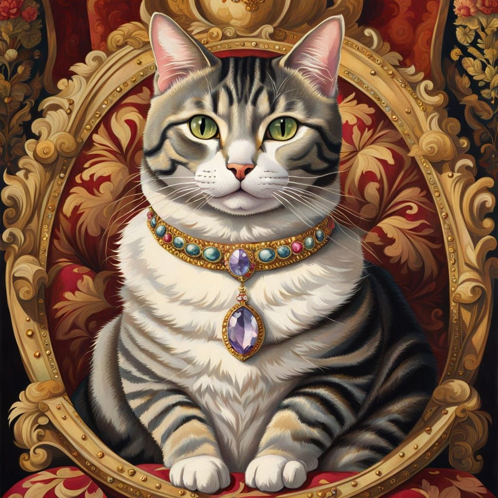 Regal Feline Royalty in Vintage Whimsy