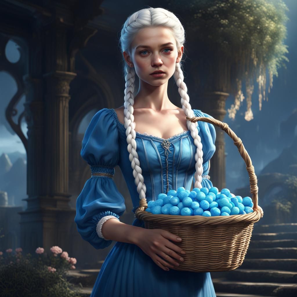 Girl with Braid and Blue Candy, Digital Art