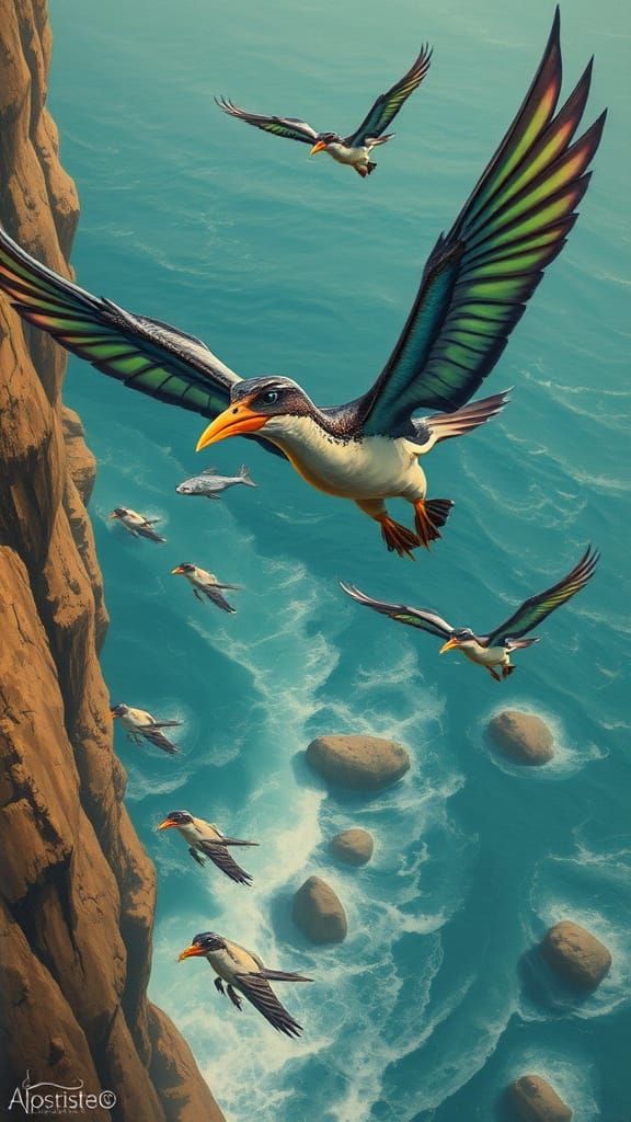 Rhamphorhynchus Launching from Coastal Cliff: Paleo-Fiction