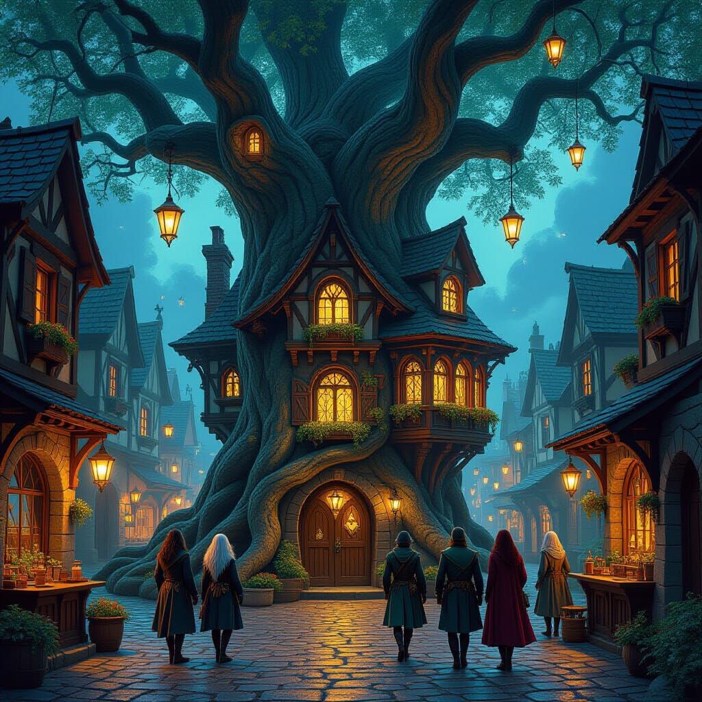 Fantastical Tavern in Ancient Tree
