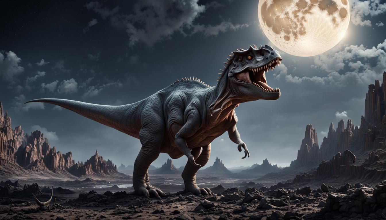 Epic Dinosaur on the Moon: Digital Matte Painting