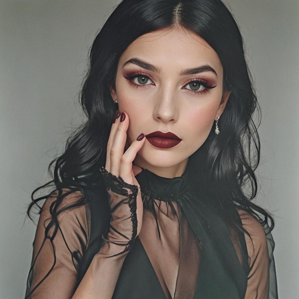 Sensual Portrait of Woman with Green Streaks