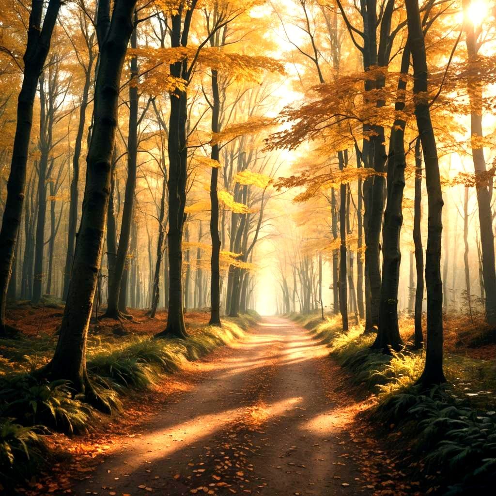 Autumn Forest Path in Cinematic Style