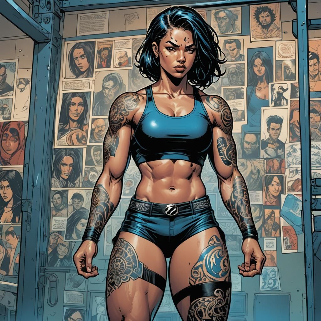 Female Wrestler Jade Knight in Comic Book Art