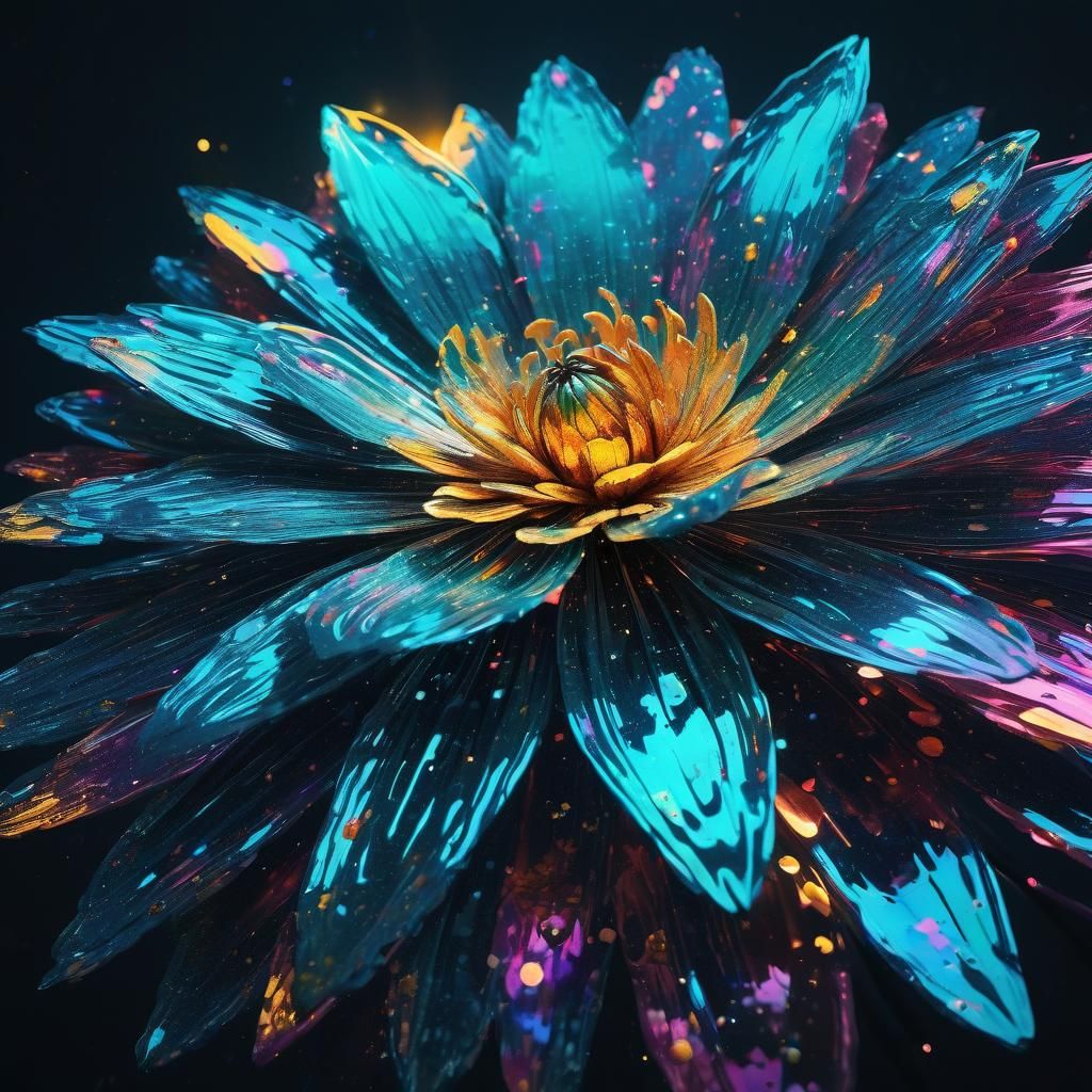 Liquid Glitter Flower in Psychedelic Laser Light