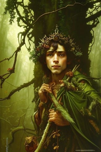 Goblin Boy with Crown of Twigs: Fantasy Portrait
