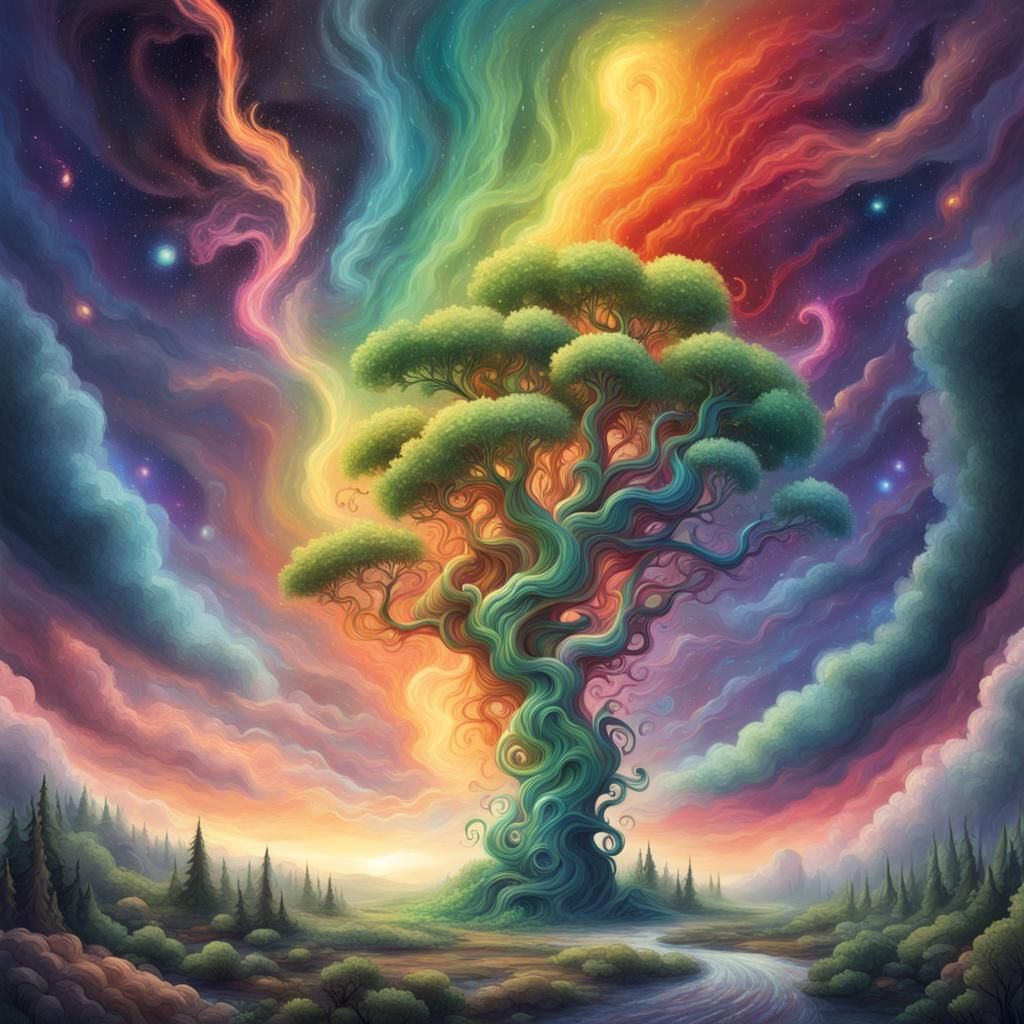Magical Beanstalk Exploding into a Galaxy
