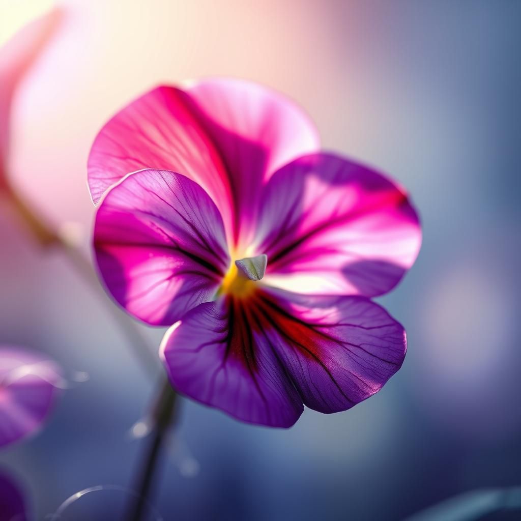 Macro Viola Flower in Matte Painting Style