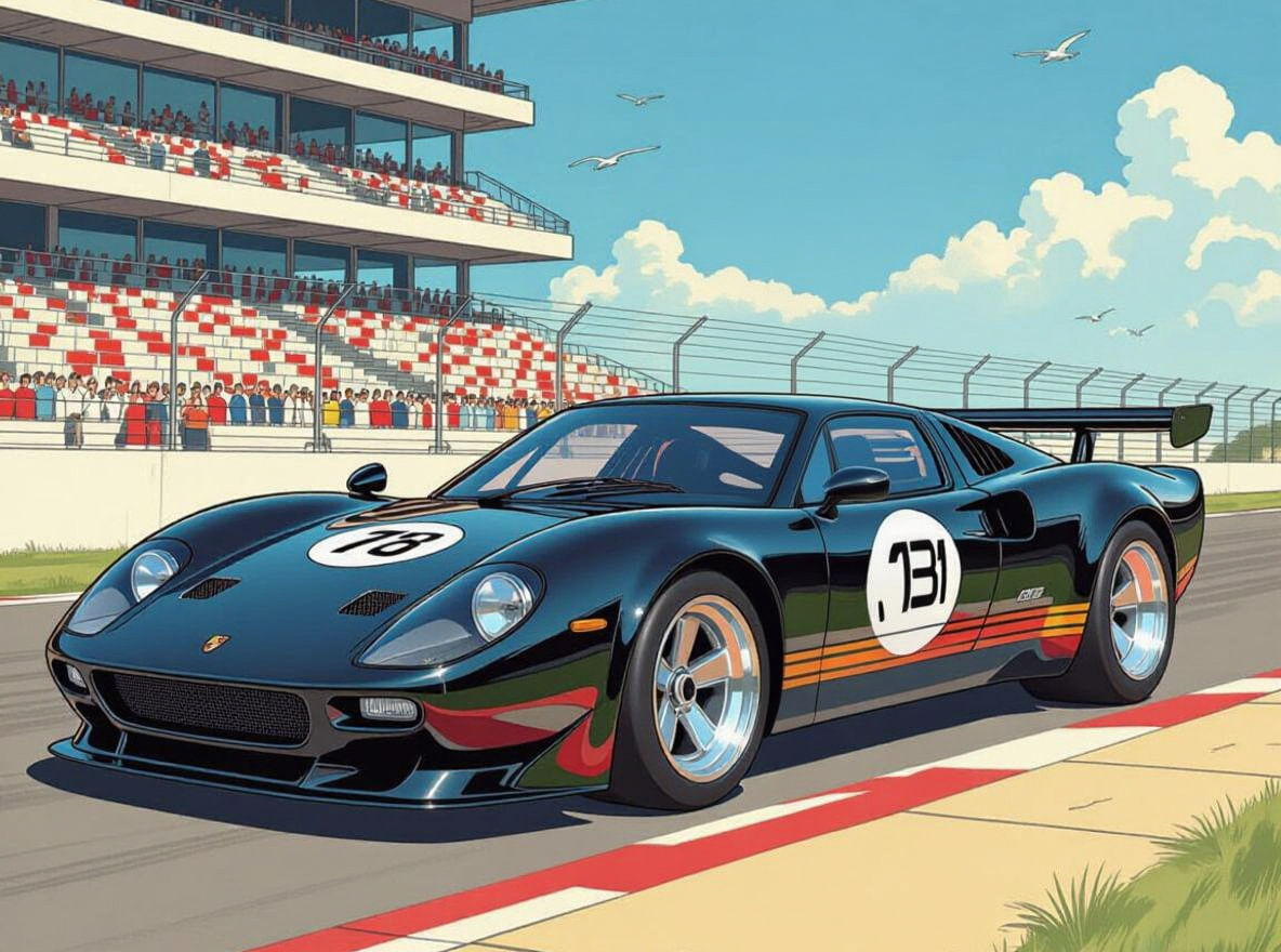 Kara Zor-El at Le Mans: Hand-Drawn Illustration