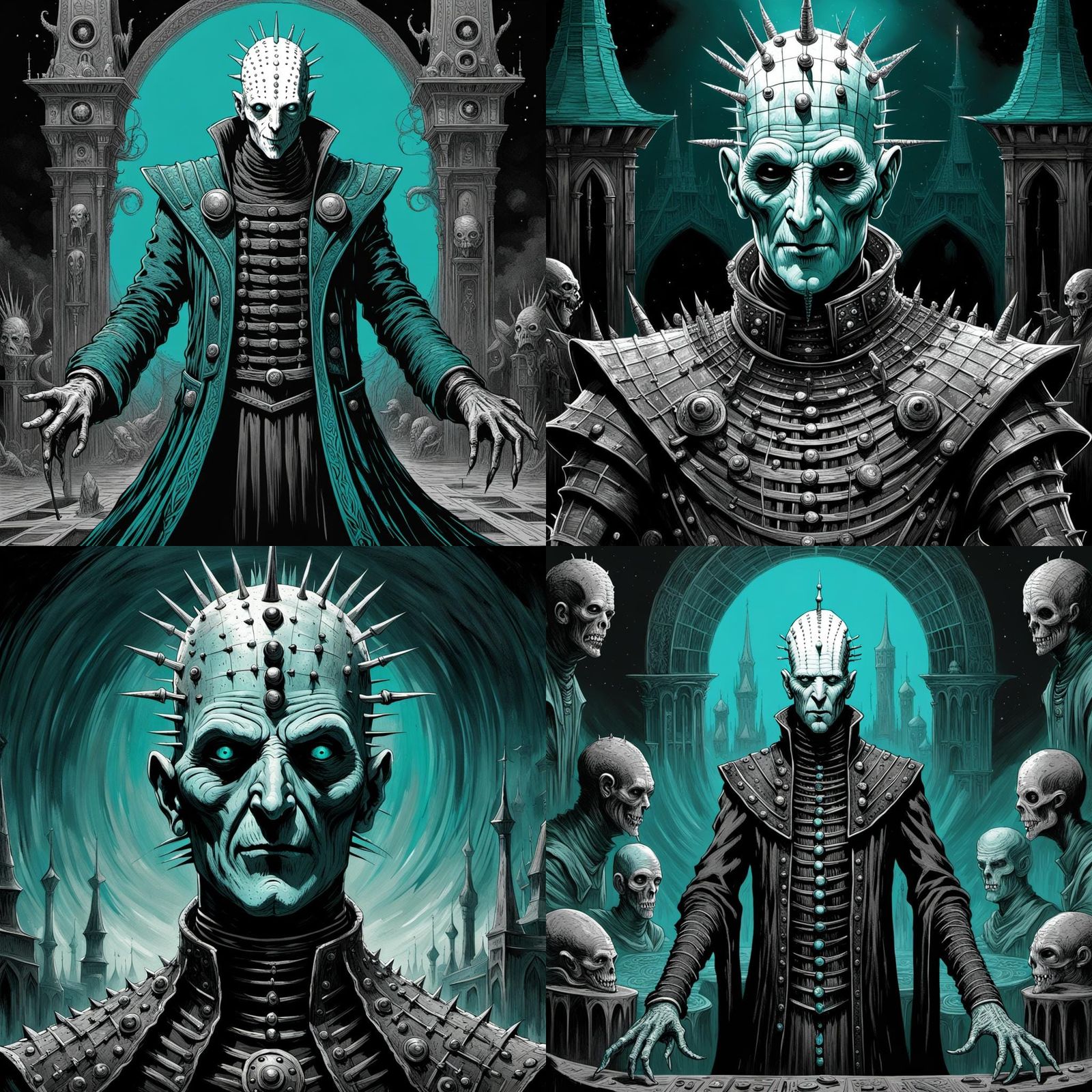 Pinhead DJ with Cenobites in Horror Style