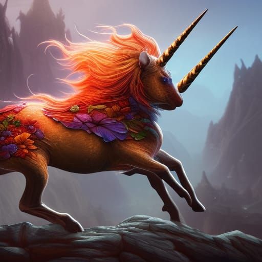 Fantastical Unicorn Mouse in Detailed Matte Painting