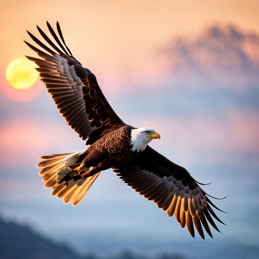 Eagle Soaring at Sunset: Professional Photography