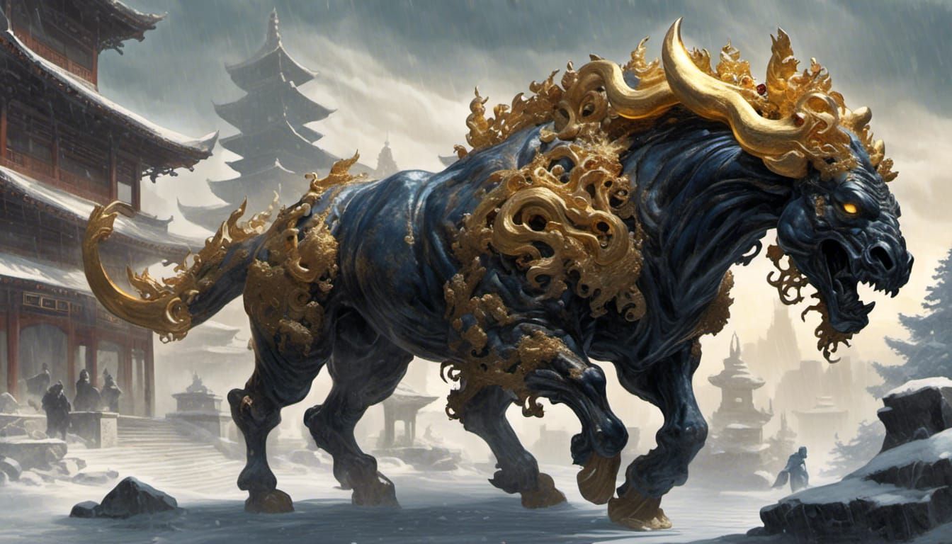 Mountain-Scale Undead Amber Kaiju in Blizzard