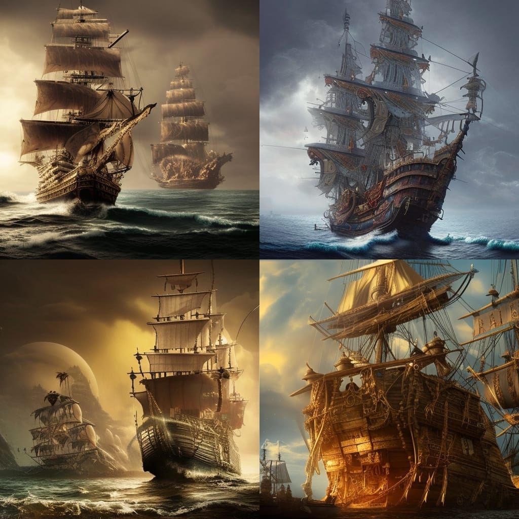 Epic Pirate Ship Digital Matte Painting