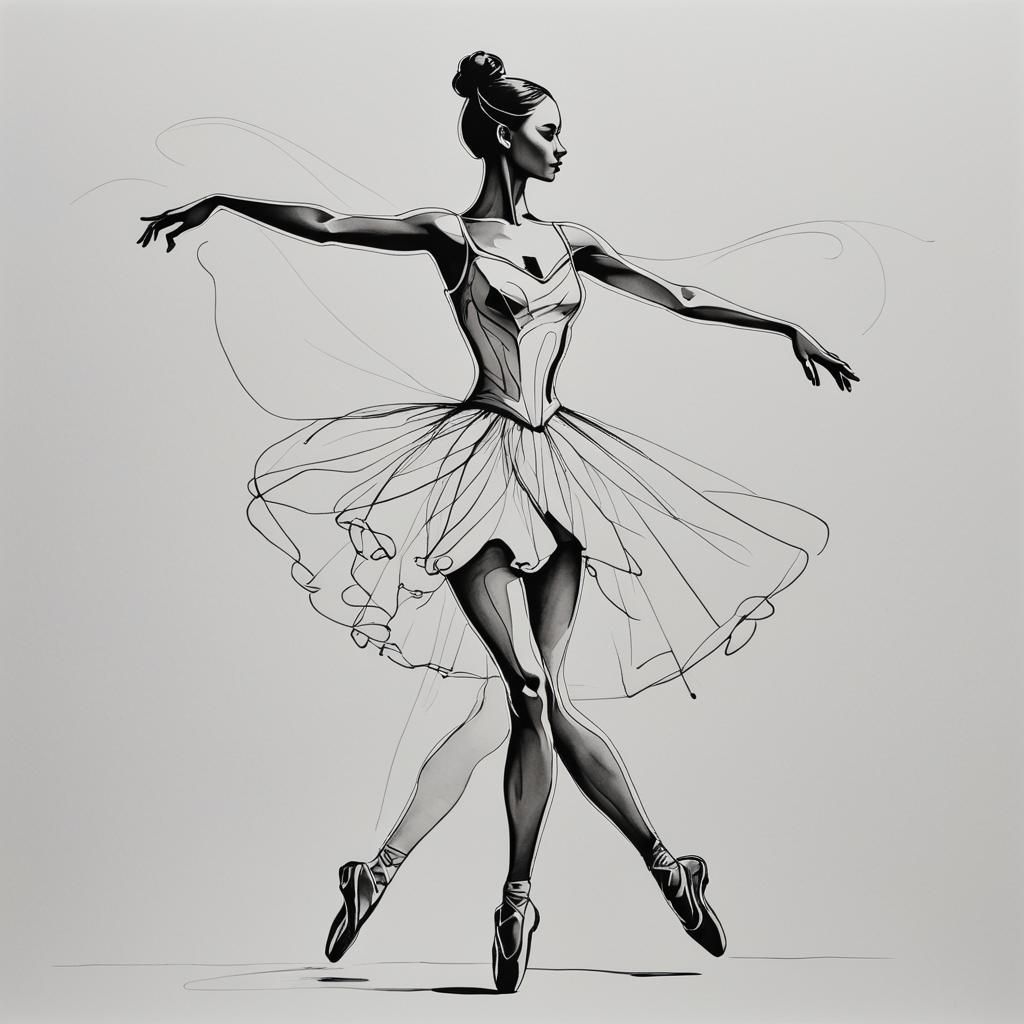 Minimalist Abstract Ballerina Line Art