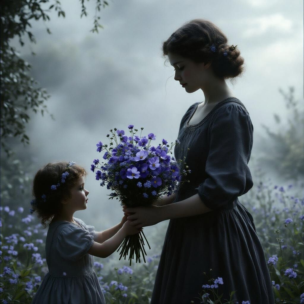Bouquet of Violets and Forget Me Nots for Mother