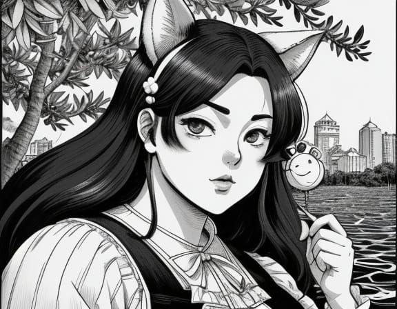 Kemonomimi Manga of Plus-Sized Bard with Balloon