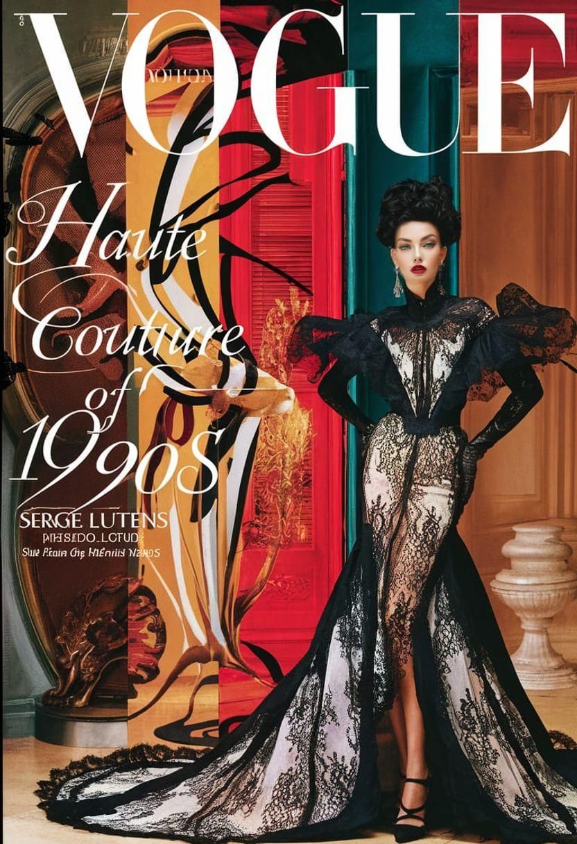 Vogue Cover: 1990s Haute Couture Fashion