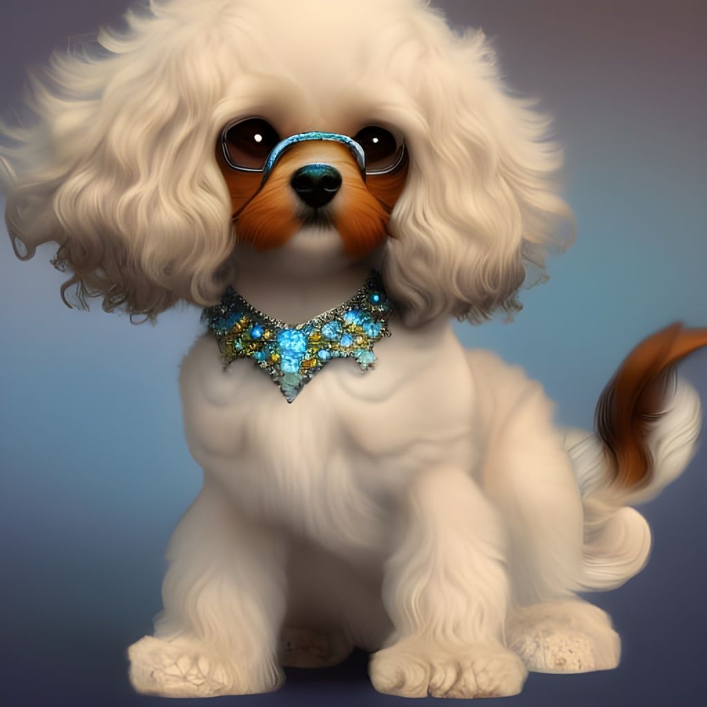 Jeweled Poodle Pup in Art Nouveau Style