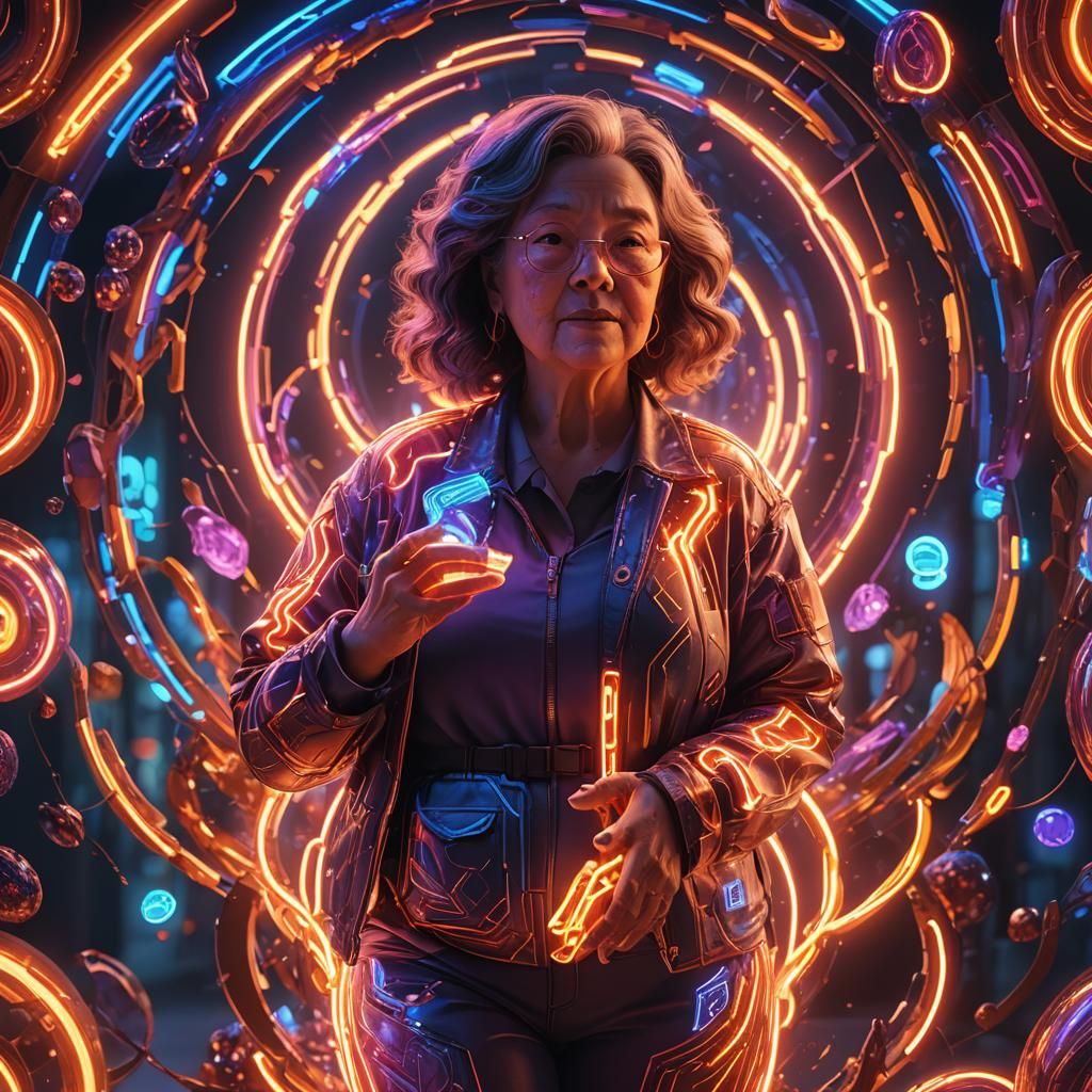Radiant 3D Art of a Woman with Glowing Aura