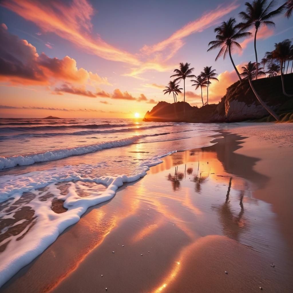 Stunning Beach Sunset: Golden Hour