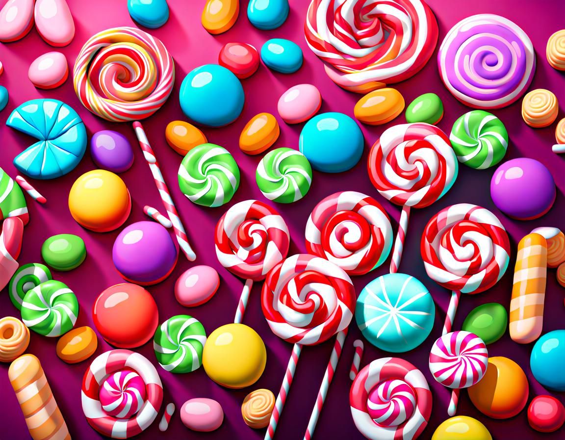Colorful Candy Wonderland in Digital Illustration Style