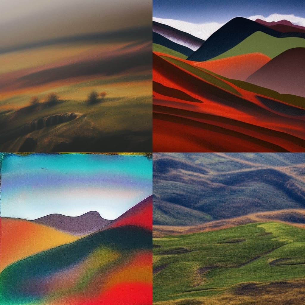 Abstract landscape, hills, eyes