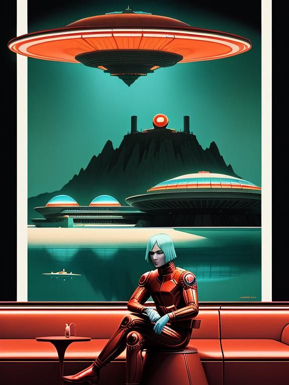 Visit Mars: Art Deco Travel Poster of Martian Resort