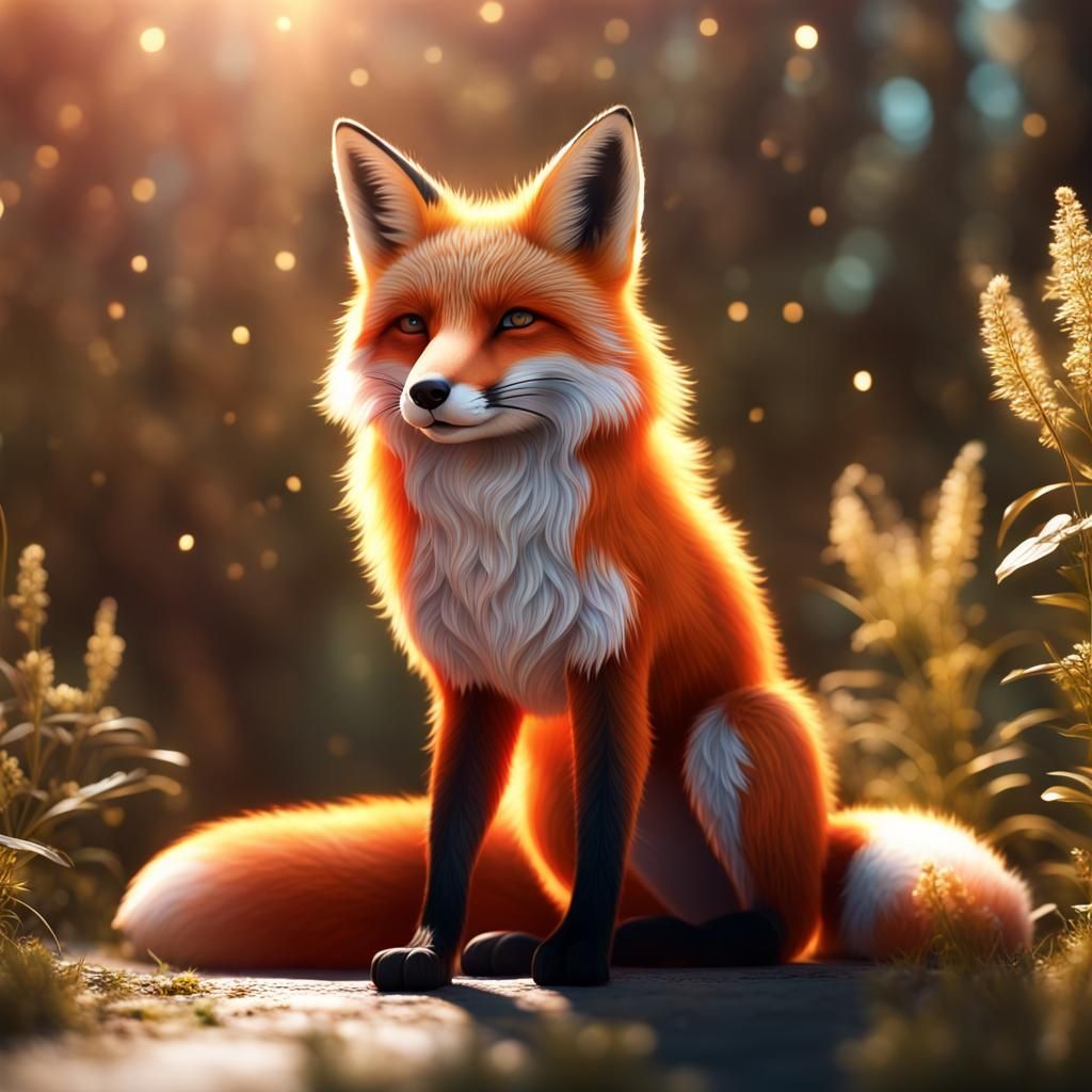 Kaleidoscopic Red Fox Portrait in Clowncore Style