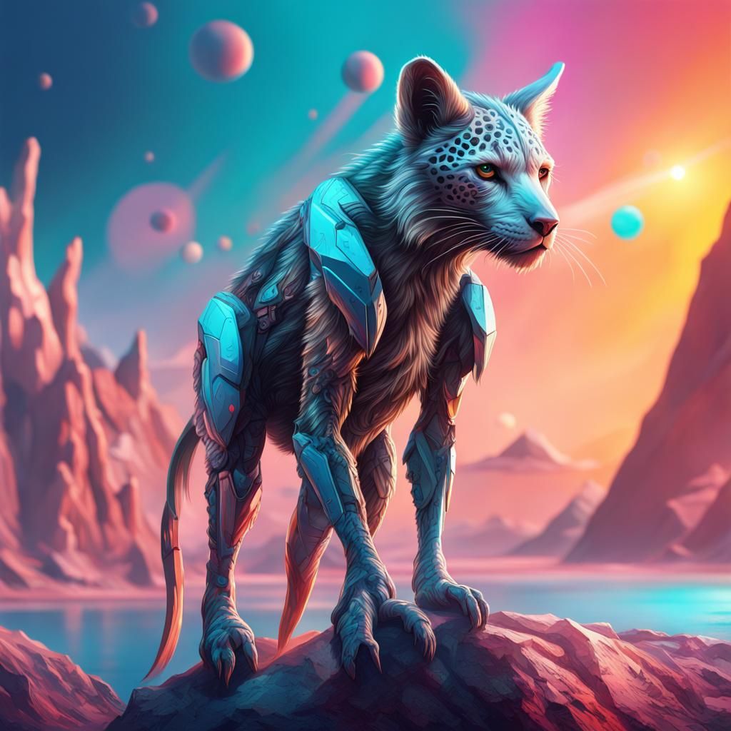 Futuristic Animal on Alien Planet: Hyperrealistic Concept Ar...