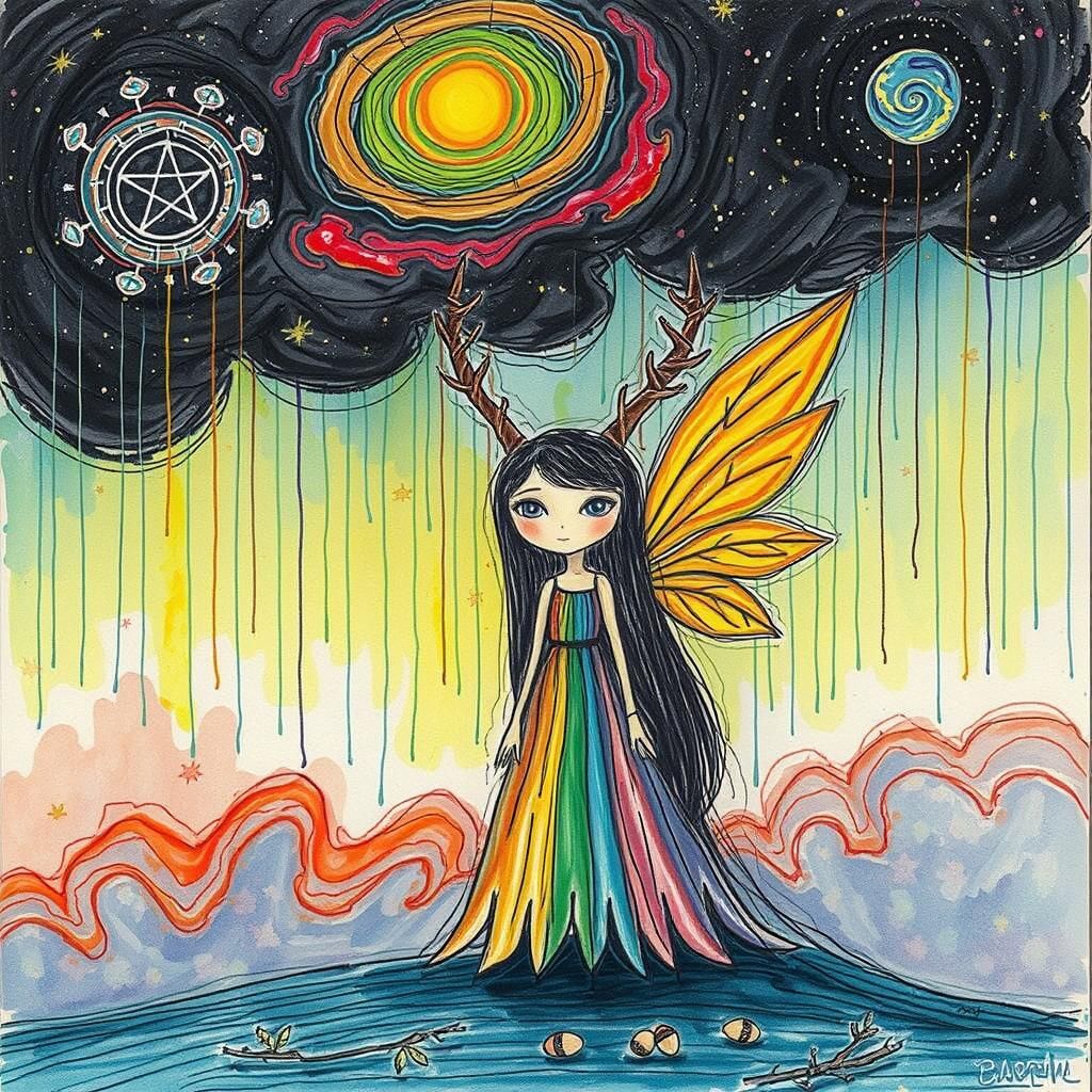 Pagan Goddess in Childlike Crayon Style