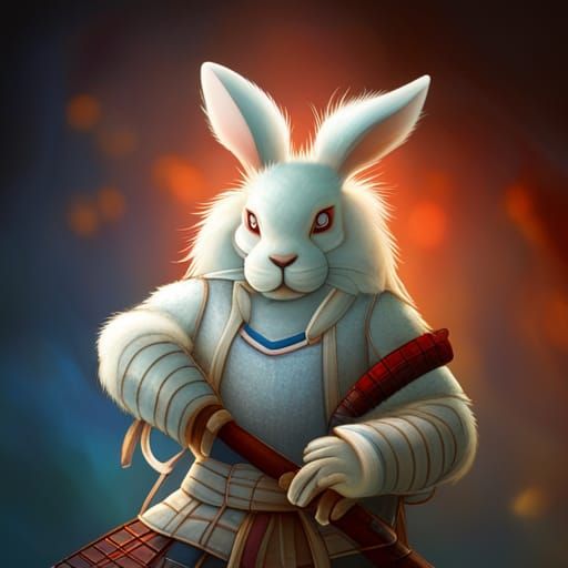 Translucent Samurai Rabbit with Sword