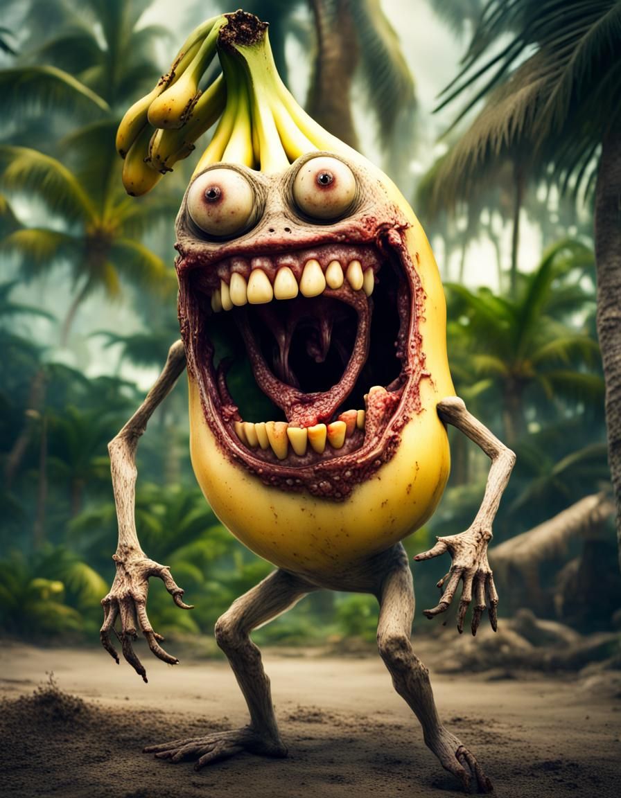 Zombie Banana on Tropical Island: Hyperrealistic Rendering