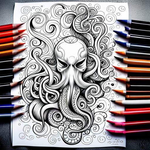 Coloring page Tattoo flash sheet