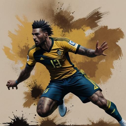 Dynamic FIFA Player Ink Illustration on Vintage Paper