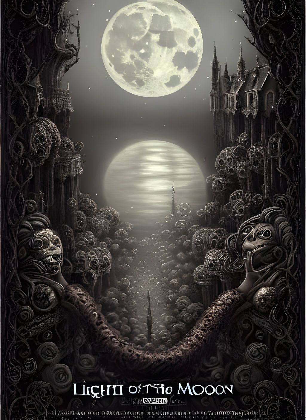 Dark Fantasy Scene by the Silvery Moon