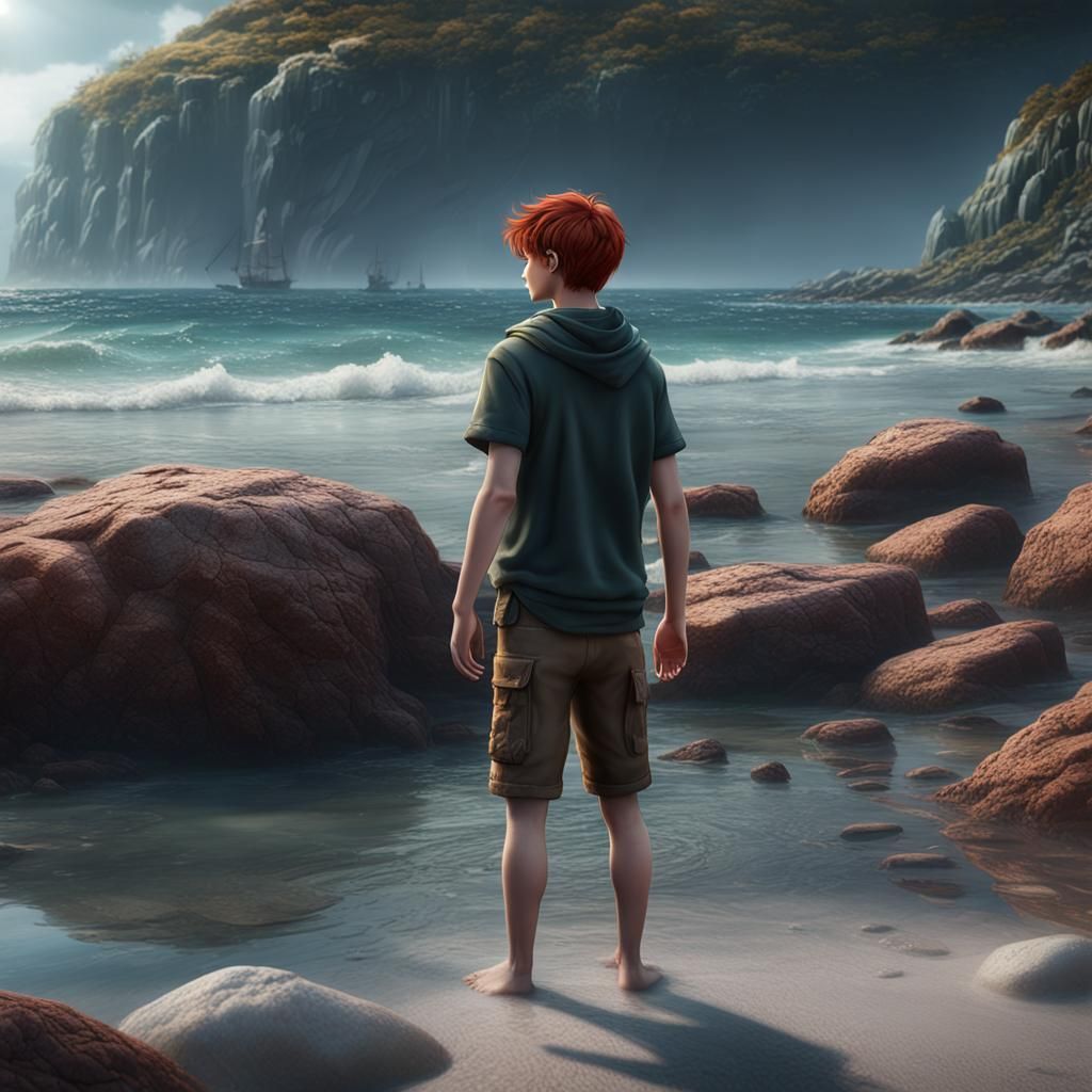 Seal-Boy on Rocky Beach: Professional Photography