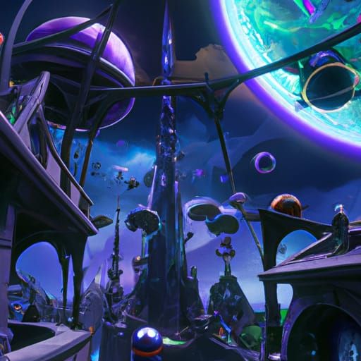 Fantastical Galactic Neighborhood in Detailed Matte Painting