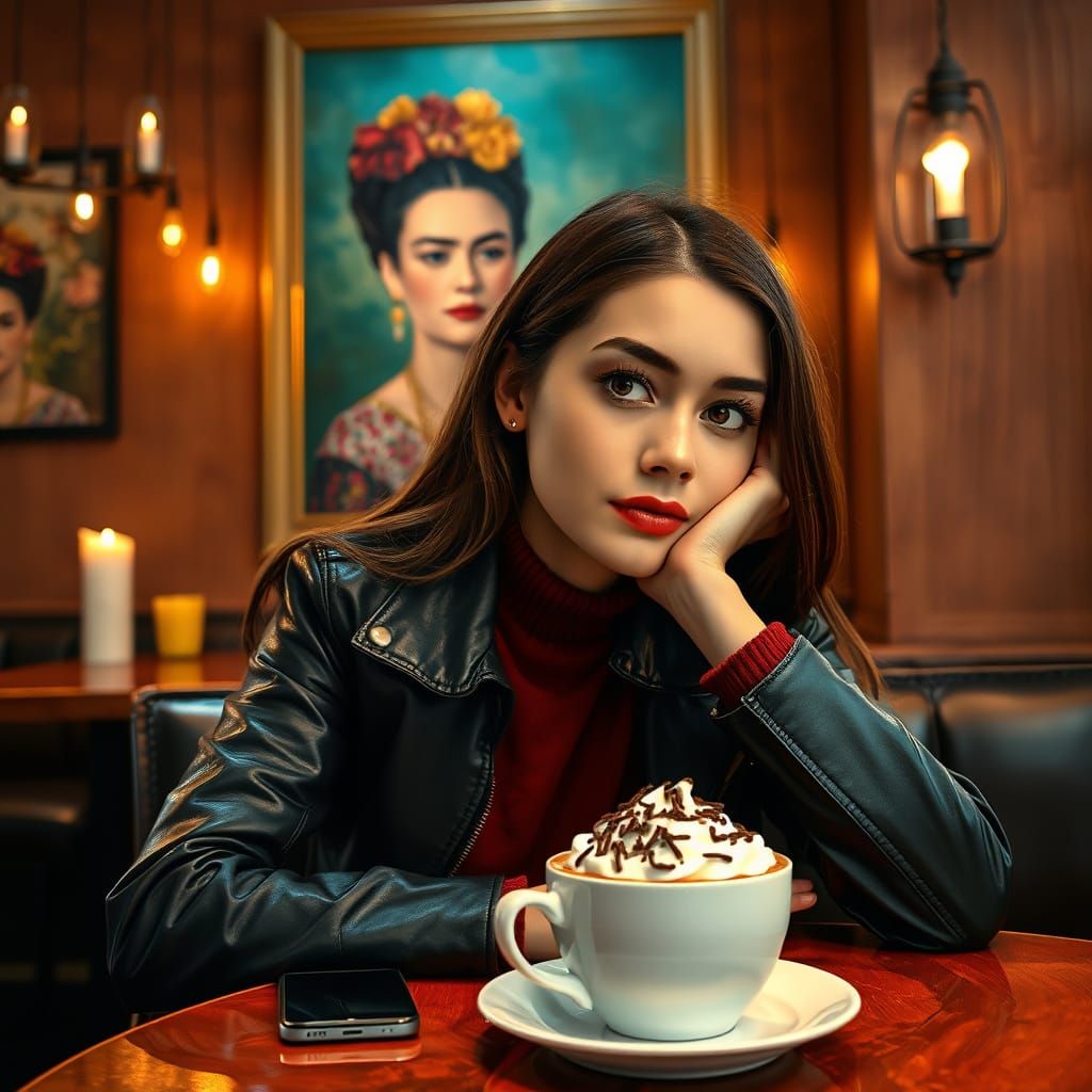 Charming Cafe Scene in Warm Impressionist Style