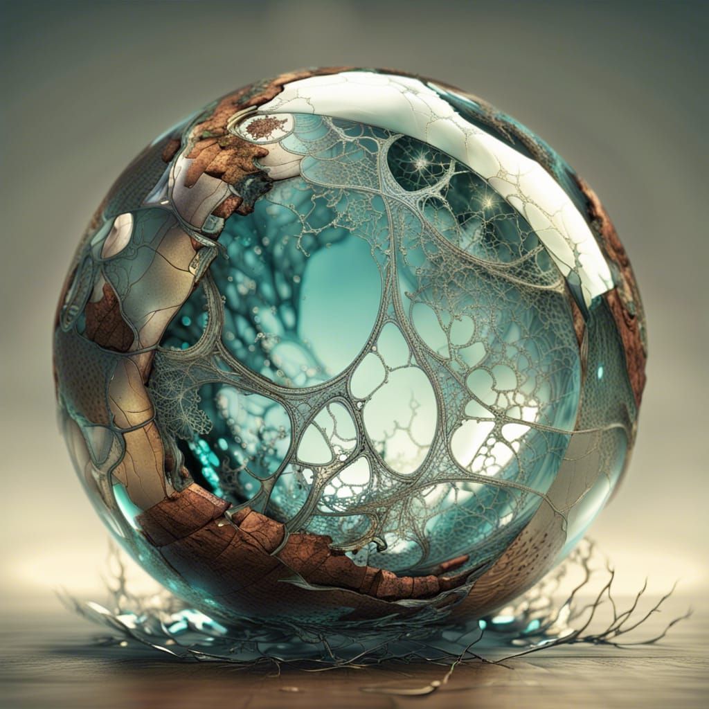 Cracked Glass Sphere with Fractal Effect