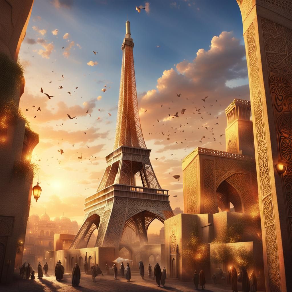 Tower of Babel in Arabic District, Hyperrealistic Art