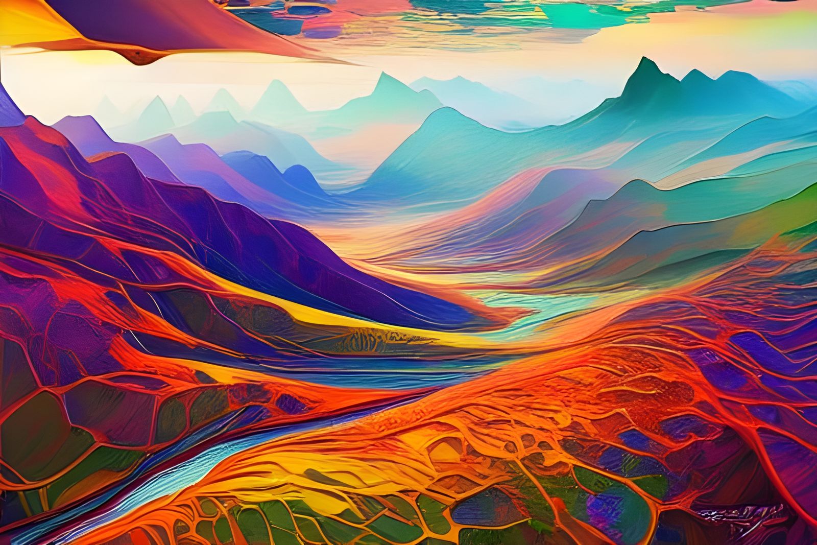 Expansive Tides Landscape in Colorful Photorealistic Style