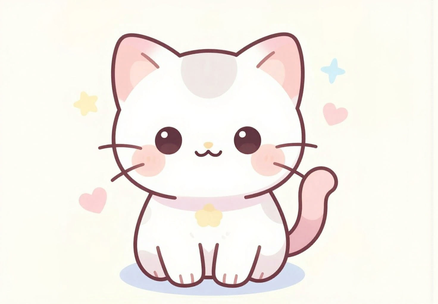Kawaii Chibi Kitten in Pastel Anime Style