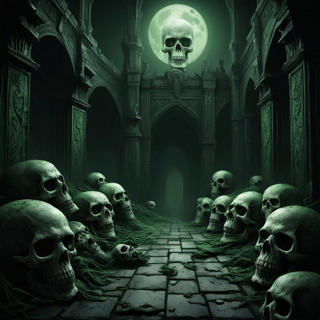 Ethereal Skull Monster in Dark Fantasy Oil Painting