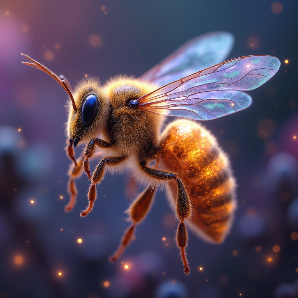 Ethereal Honey Alchemist in Vibrant Close-Up