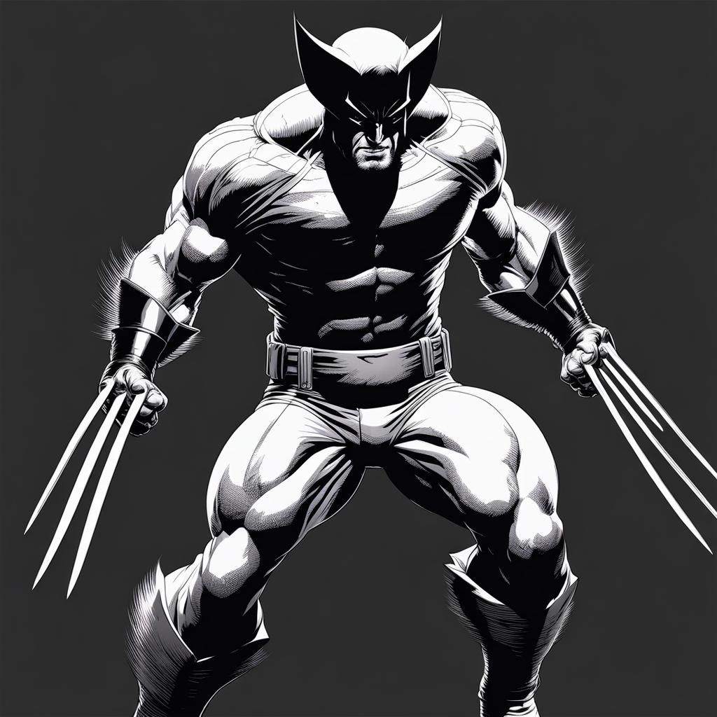 Wolverine: Ominous Superhero Illustration in Frank Miller St...