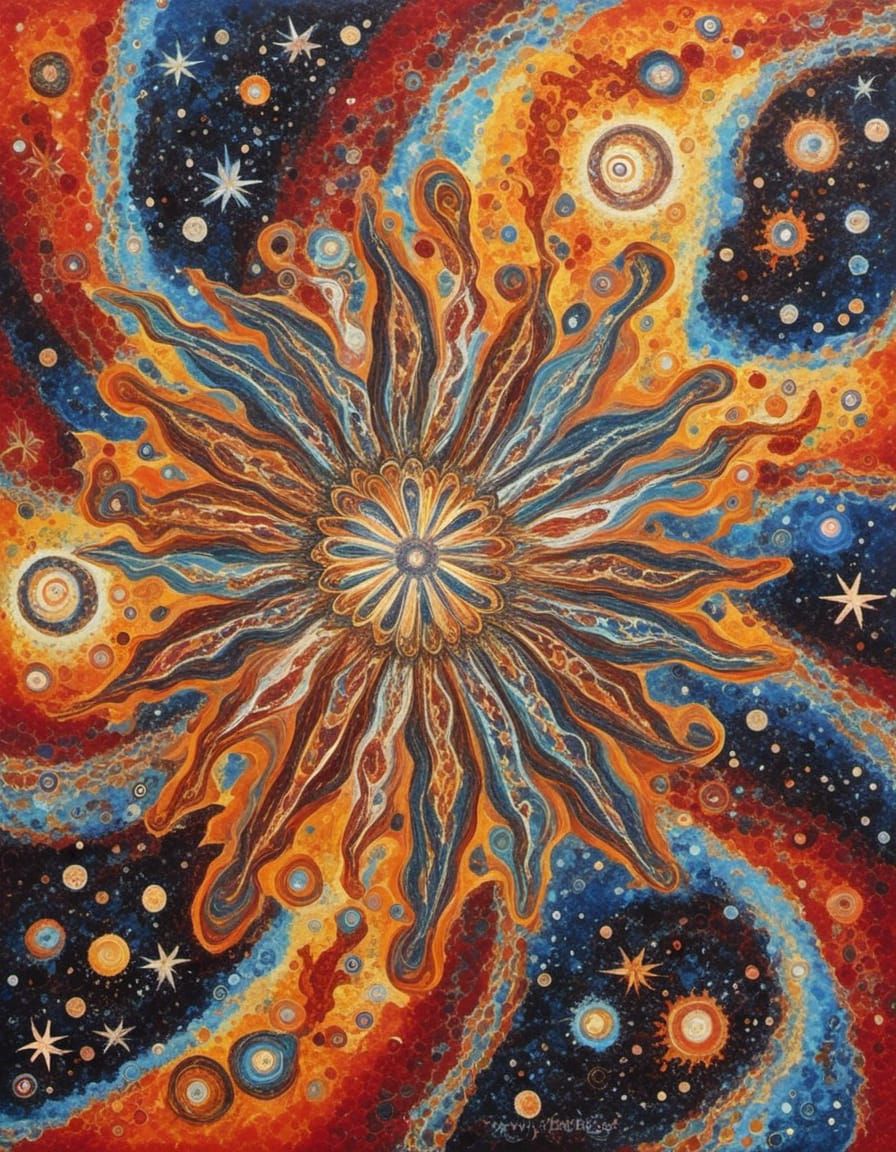 Wandjina Goddess Emerges in Aboriginal Dot Painting Style