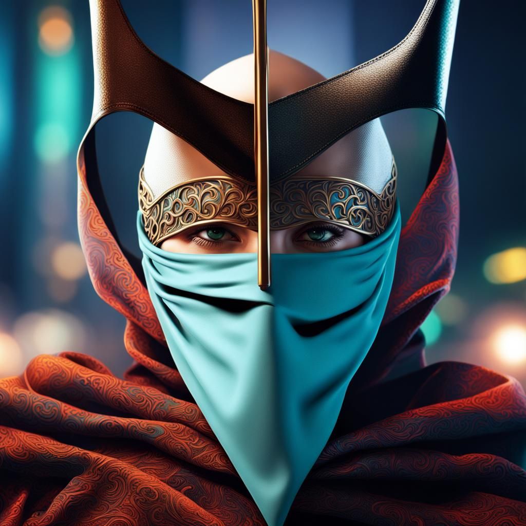 Detailed Niqab Portrait in Splash Art Style