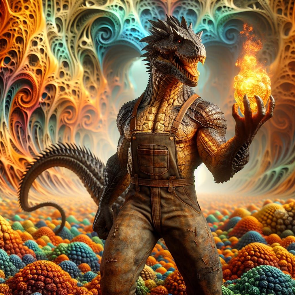 Majestic Dragon-Dinosaur Hybrid in Rustic Splendor