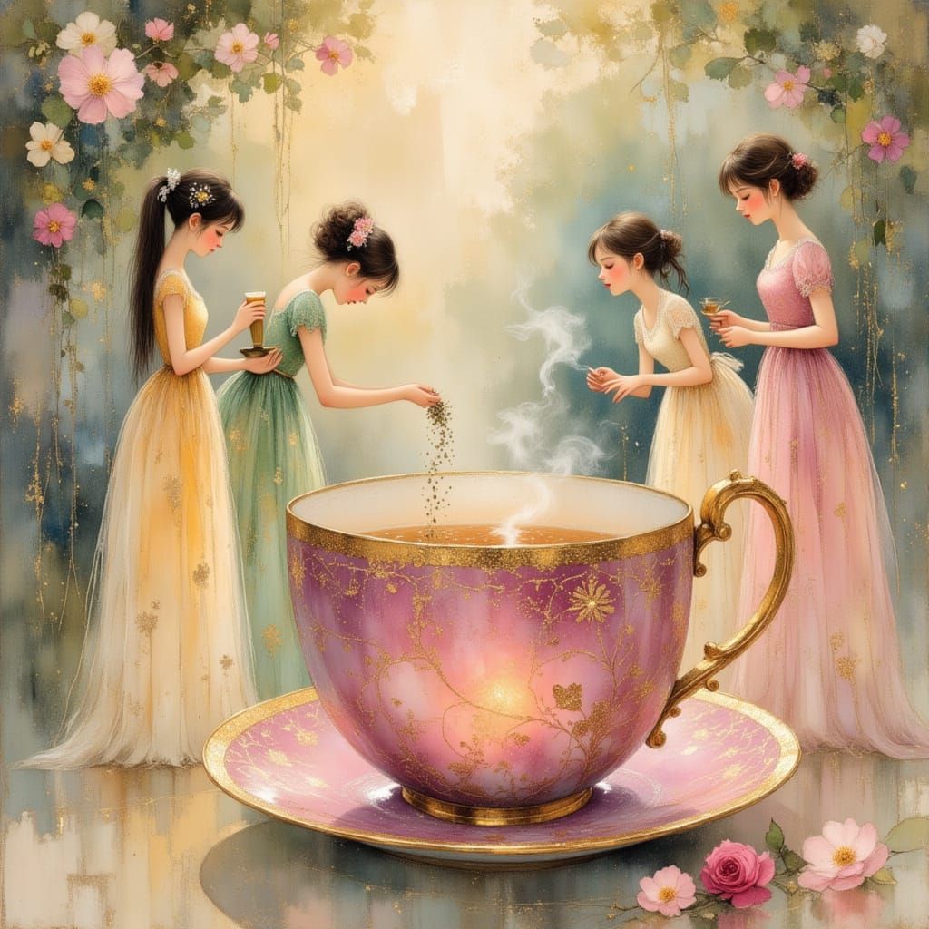 Elegant Tea Ceremony in Art Nouveau Style
